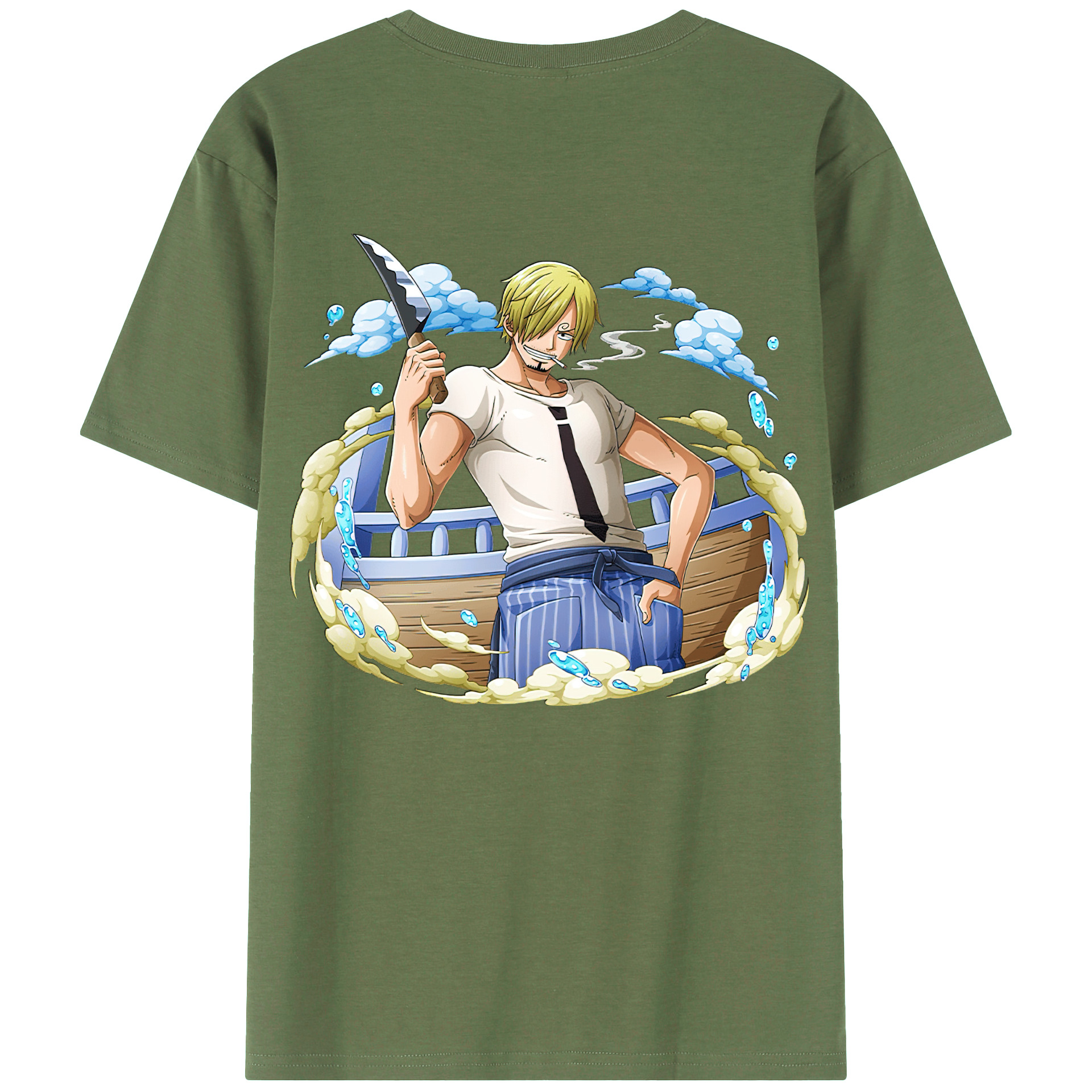 （画像用） ワンピース サンジ ONE PIECE Sanji 綿100％ メンズ半袖Tシャツ（バックプリント） 通気性